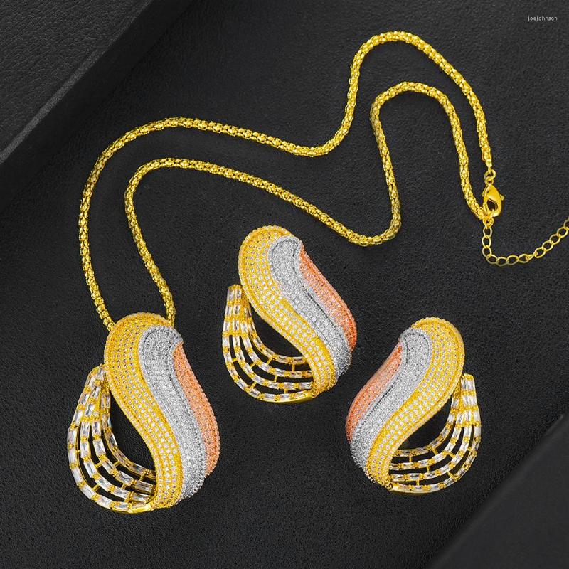

Necklace Earrings Set KellyBola Luxury Ball Especially Cubic Zirconia Pendant Necklack For Dubai Women High Quality Jewelry Accessories, Picture shown