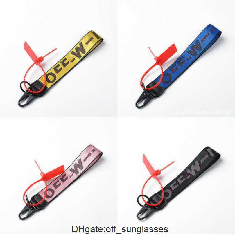 

Luxury Offs White Keychains Brand Key Rings Clear Rubber Keys Ring Men Women Canvas Keychain Embroidery Letters Pendant Belt 3.5x25cm Keyring 1WH2