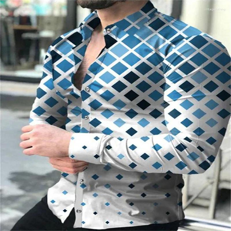 

Men' Casual Shirts Trendy Men' Lapel Button Down Polka Dot Print Long Sleeve Tops Prom Party Clothing -4XL, Cxcs-295