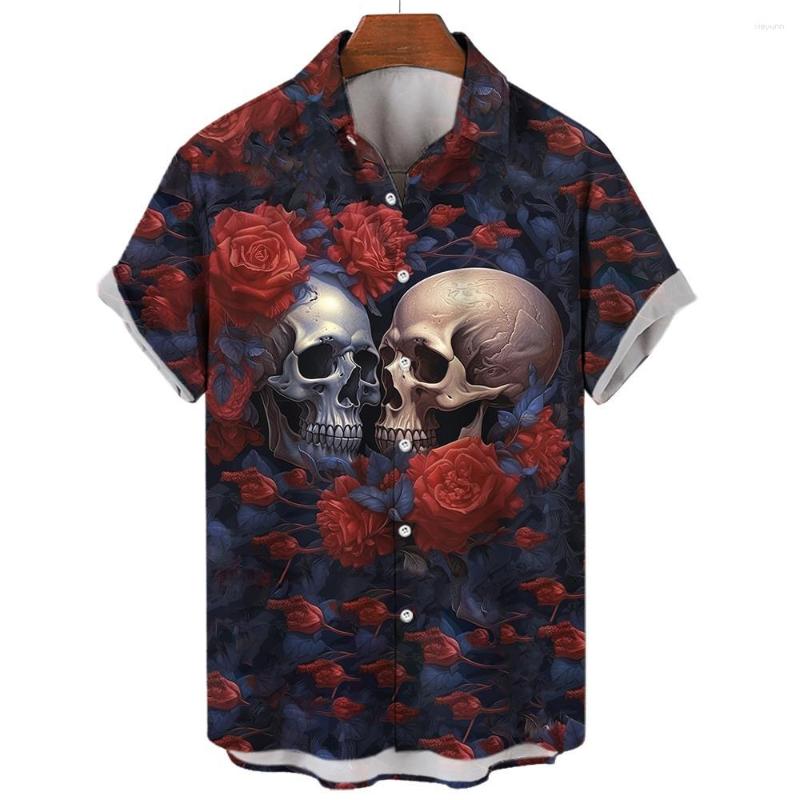 

Men' Casual Shirts Fashion Skull 3d Print Shirt For Men Summer Lapel Short Sleeve Clothing Daily Streetwear Hop-Hop Men, E01-dy11608