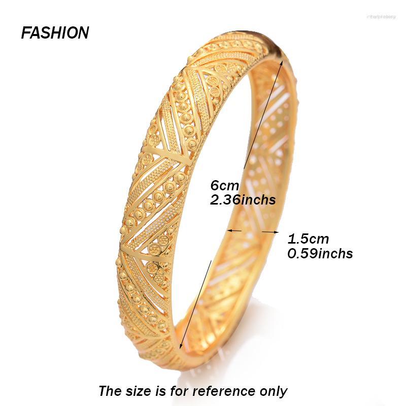 

Bangle Wando 4pcs/lot Dubai Bangles Gold Color Bangle&Bracelet For Women Africa Jewelry Ethiopian Wedding Bride