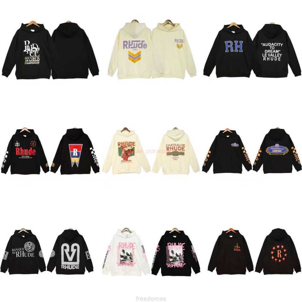 

Designer Clothing Mens Sweatshirts Hoodies American Trendy Brand Rhude Series Large Print Hooded Sweater for Men Women High Street Loose Loop Hoodie Jacket Ins 2023, Shipping fee