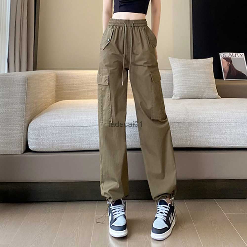 

Women's Summer QuickDry Clothing High Elastic Waist Straight Casual Pants Ladies Streetwear Cargo Pant Elegant Fashion Clothing L230621, Army green