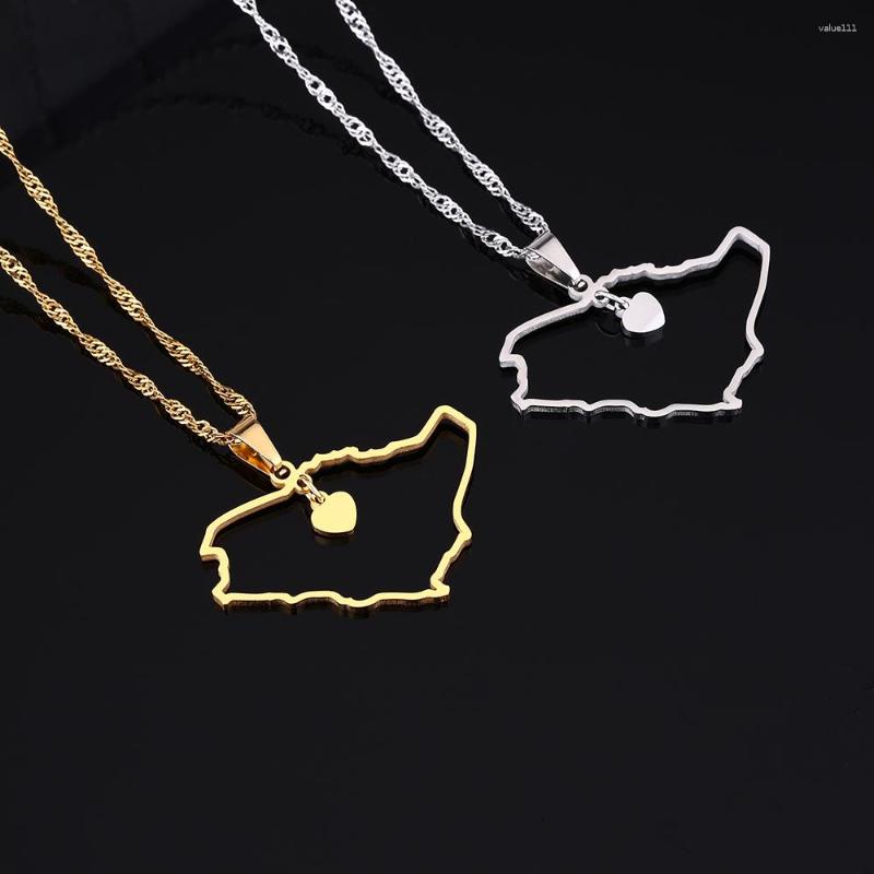 

Pendant Necklaces Fashion Saudi Arabia Map Heart Necklace For Women Girls Charm Stainless Steel Jewelry Ethnic Birthday Party Gifts