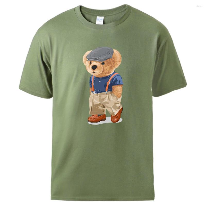 

Men' T Shirts Gentleman Bear Is Walking Printing Men T-Shirts Graphic Novelty Short Sleeved Cotton Soft Tees Colorful Perfect Man Tee Shirt, Blue