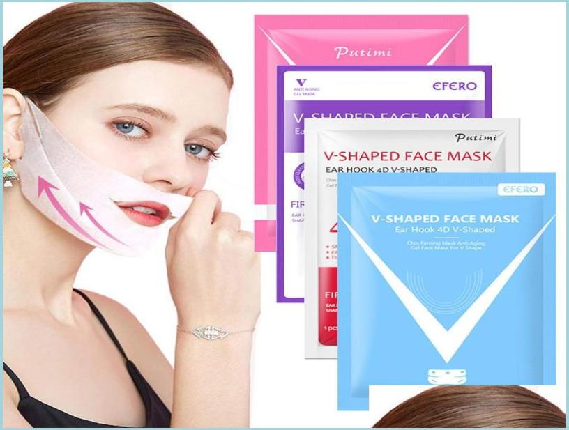 

Other Skin Care Tools Efero Double V Shaped 4D Face Mask Moisturizing Lifting Chin Neck Shape To Slim Firm Skin Care 10Pcs Drop De1762349, White