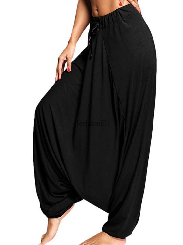 

Solid Black Casual Y2K Womens Baggy Pants 2023 New Wide Leg Thai Hippy Boho Loose Aladdin Hippie Balloon Pants Trousers S3XL L230621