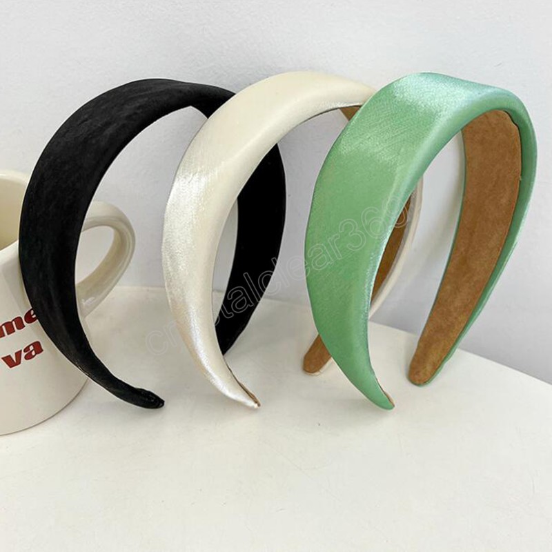 

Fashion Hairband For Women Wide Side PU Leather Headwear Summer Fresh Solid Color Turban Hair Accessories, Mixed color