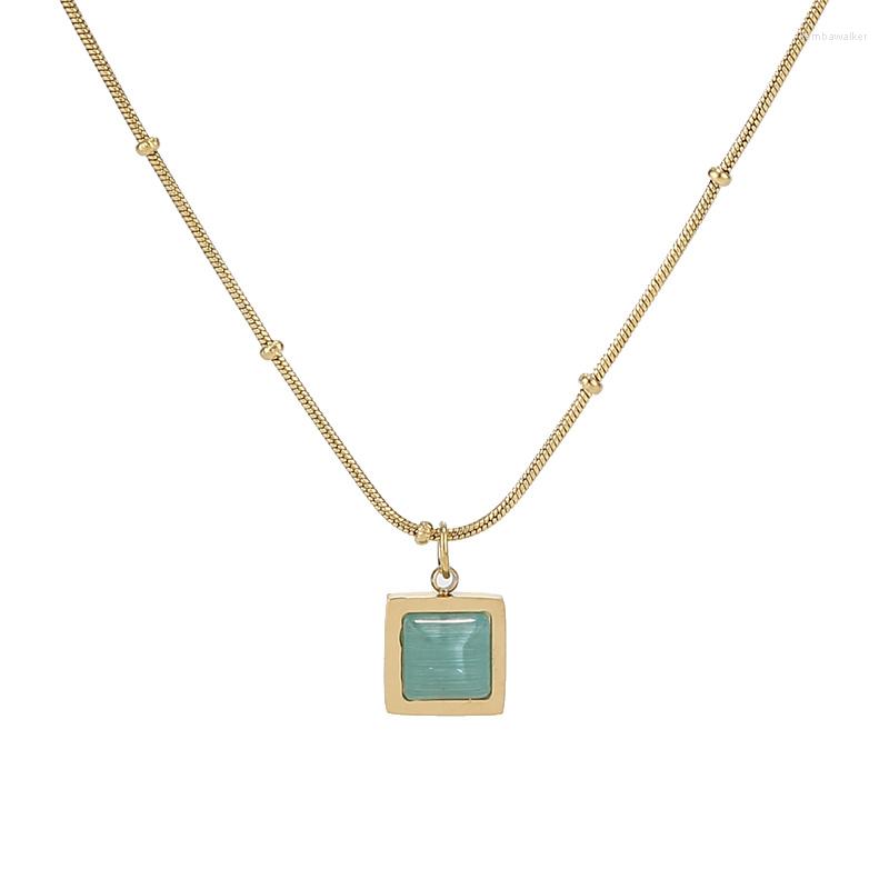 

Pendant Necklaces SZN 316L Stainless Steel Golden Blue Square Charm Necklace Fashion Women's Collar Gift