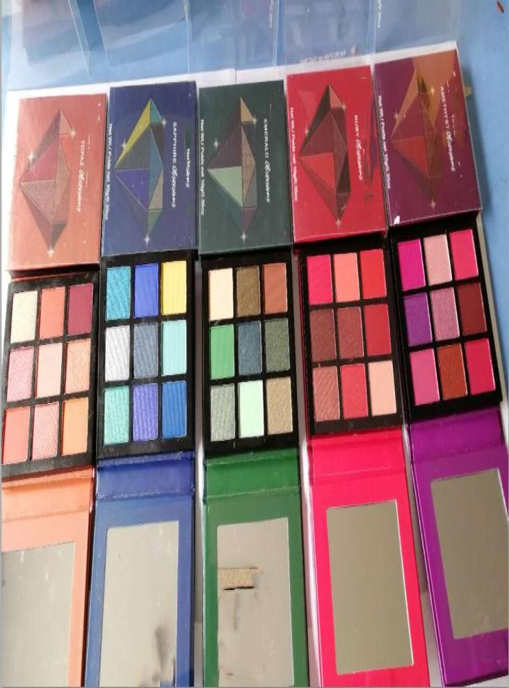 

2018 Newest Hu Eyeshadow Palette Makeup SapphireTopazAmethystRubyEmerald 9 Colors Eeyshadow Palett Cosmetic 5 Group Color 6152163, Sky blue