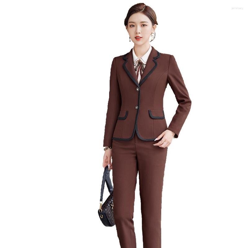 

Women' Two Piece Pants Spring 2023 Single Breasted Pocket Blazer Jacket Casual Trousers Two-piece Elegant Women' Suit Office, Black
