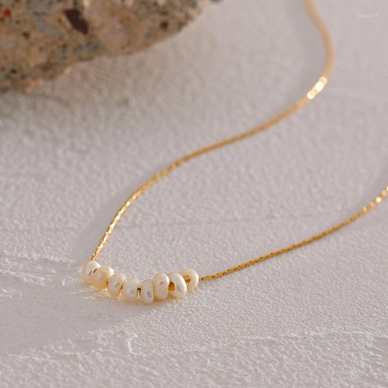 

Pendant Necklaces Natural Pearl Beads Chic Exquisite Necklace Thin Chain Stainless Steel Minimalist Charm Collar Jewelry Women