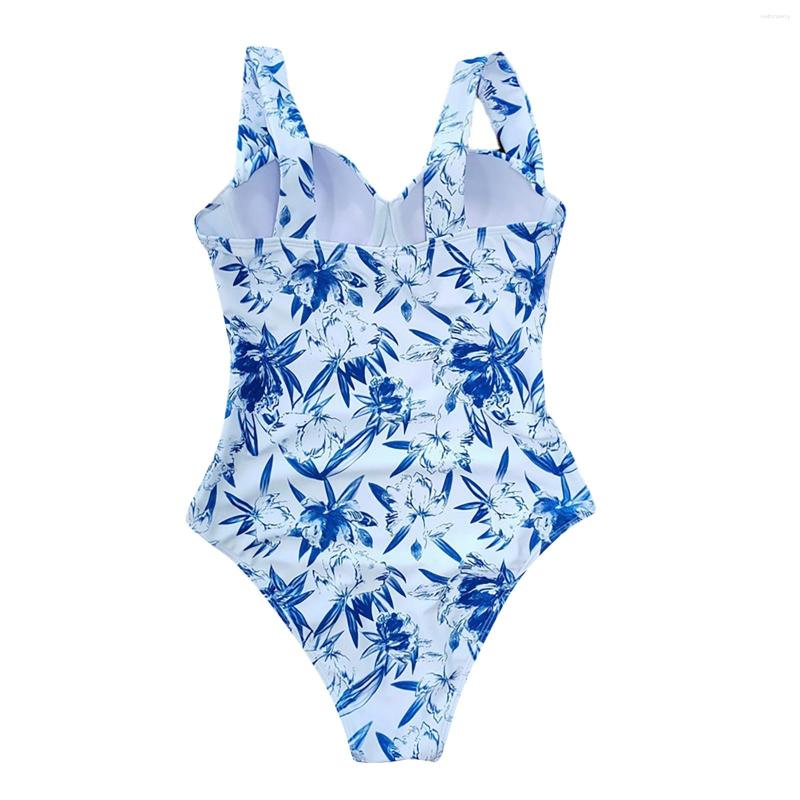 

Women' Swimwear Ladies High Waist V Neck Backless Strap Sexy Swimsuit, White