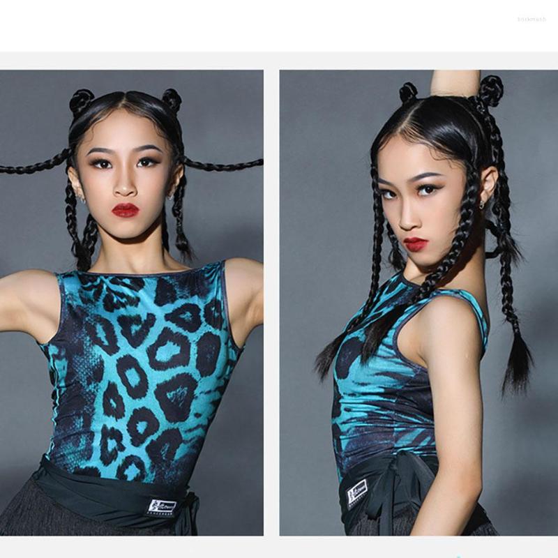 

Stage Wear Kids Girls Latin Dance Bodysuit Child Dancing Sleeveless Tops Colorful Rumba Chacha Belly Dancewear H6206, 008 bodysuit