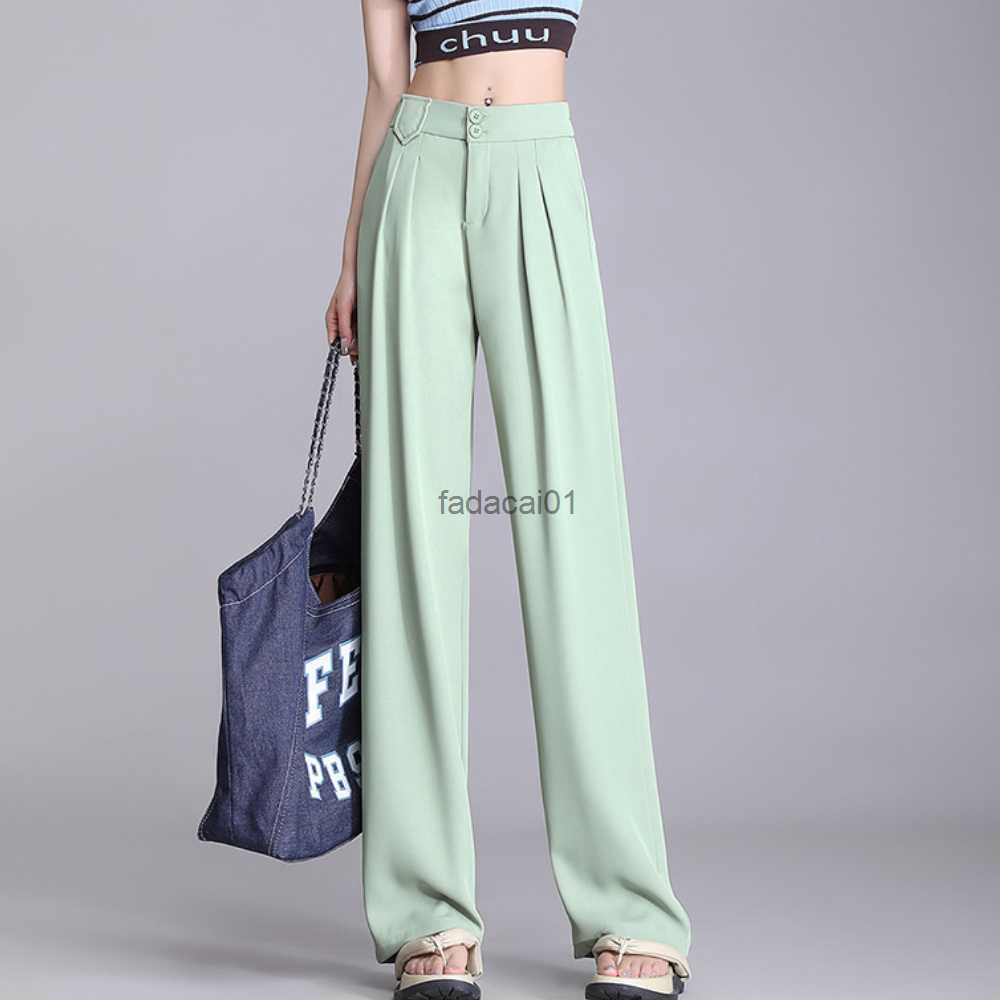

Thin And Loose Drape WideLeg Suit Pants Women Long Straight Trousers High Waist Pants for Women Solid Color Casual Pant L230621, White