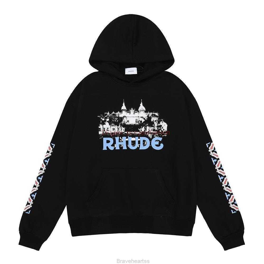 

Designer Clothing Mens Sweatshirts Hoodies Small Fashion Rhude Castle Printing Highquality Cotton Terry Couple Hoodie Sweater Fashion Streetwear Pullover 28, Shipping fee
