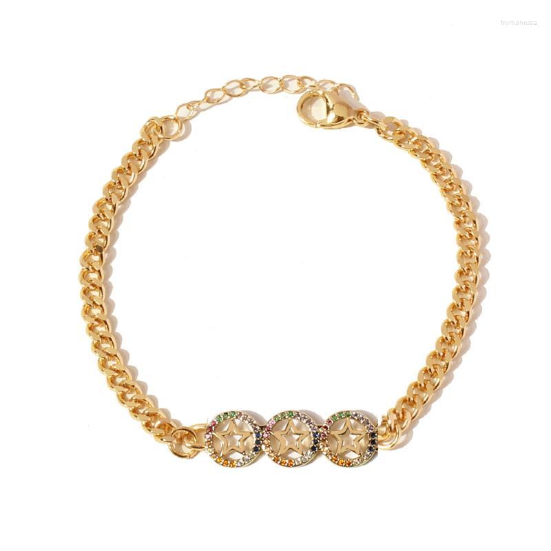 

Link Bracelets Chain European Simple Cold Star Love Pentagonal Bracelet Fashion Friends Gifts Gold Chains Crystal For Women Jewelry Raym22