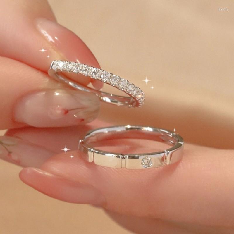 

Cluster Rings Slim Moissanite Couple Ring Diamond S925 Sterling Silver Lovers' Romantic Wedding Fine Jewelry Drop