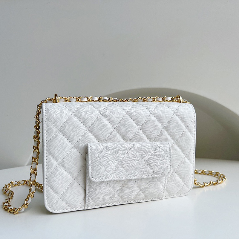 

Caviar Calfskin Underarm Bag Designer 22 Chain Bag 19.2cm Luxury Flap Bag High Imitation Shoulder Bag With Box ZC094