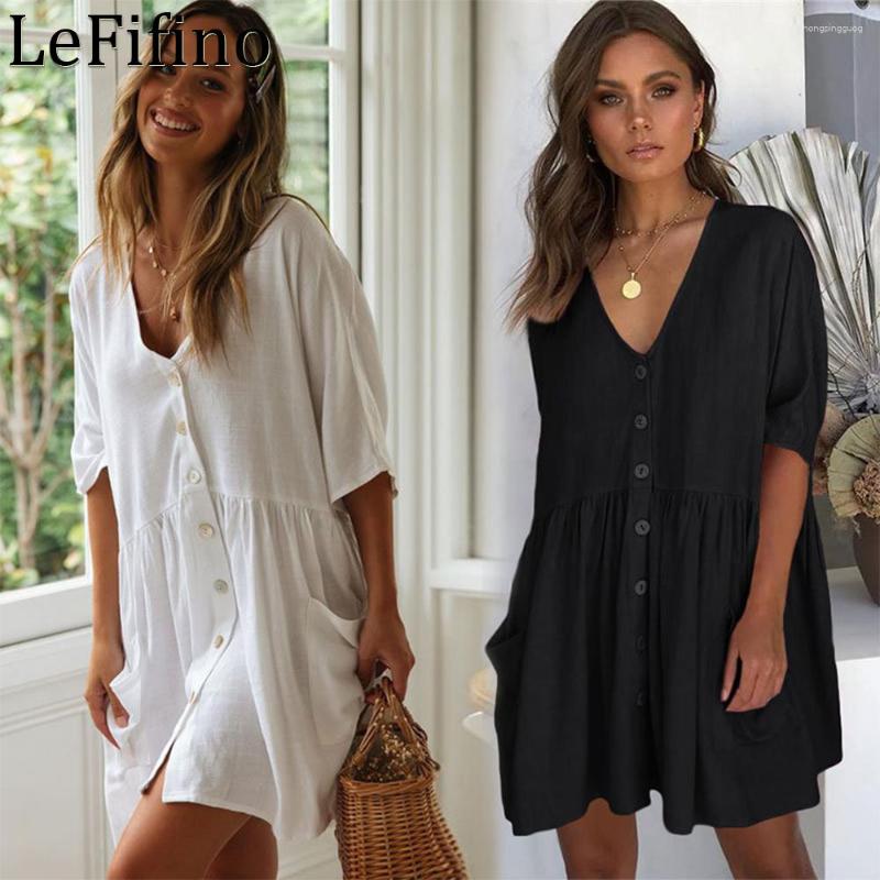 

Women's Swimwear Summer Fashion Slub Cotton Cardigan Loose Size Beach Vacation Sun Protection Clothing Bikini Cover Up Shirt Women