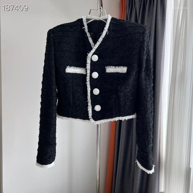 

Women' Jackets We0340 Fashion Women Coats & 2023 Runway Luxury European Design Party Style Women' Clothing, Black