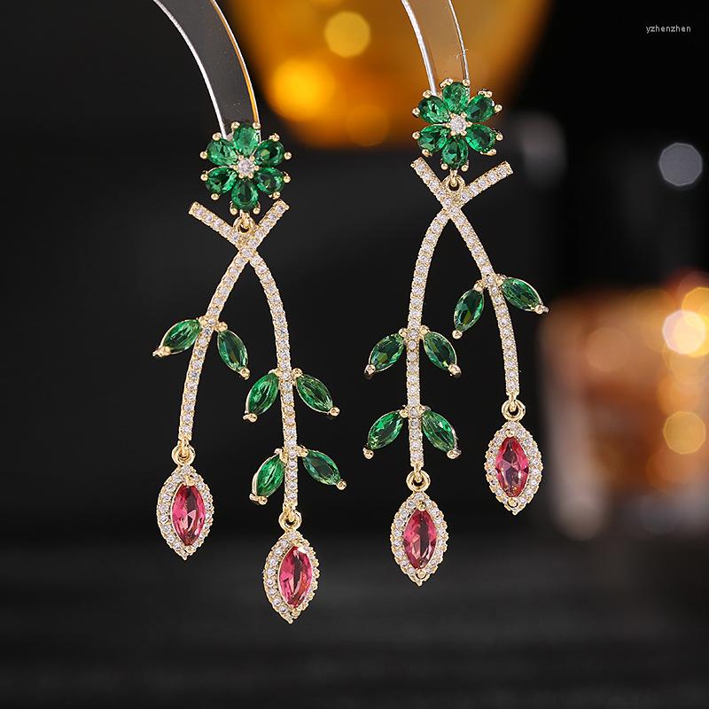 

Dangle Earrings S925 Silver Needle For Women Fresh Temperament Long Branch Leaf Party Jewelry Birthday Gift