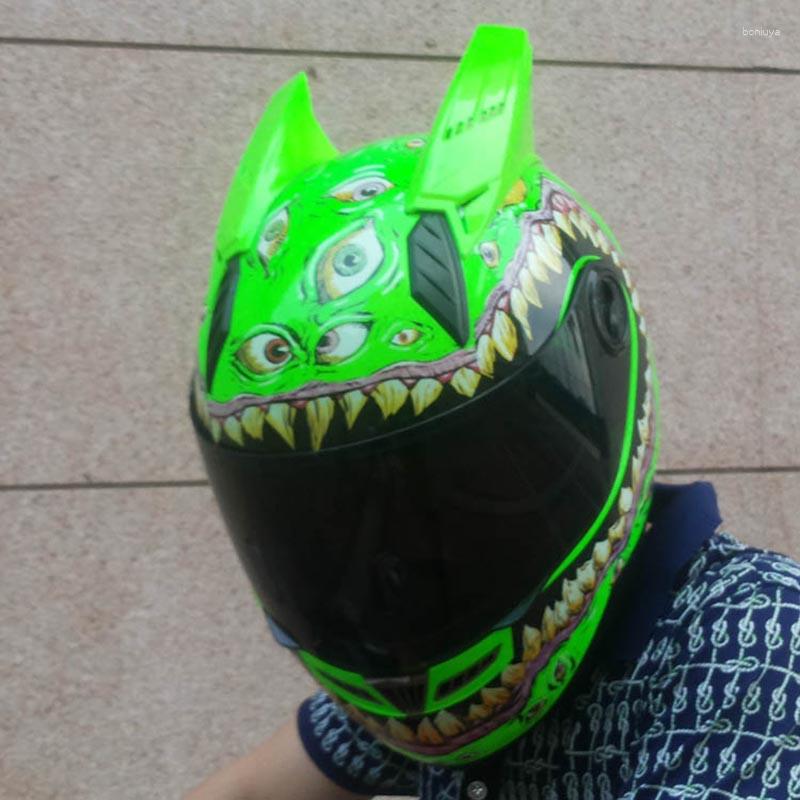

Motorcycle Helmets Full Face Hat ECE Approved Green Color Helmet High Quality Capacete Men And Women Unisex Winter Season, Picture shown
