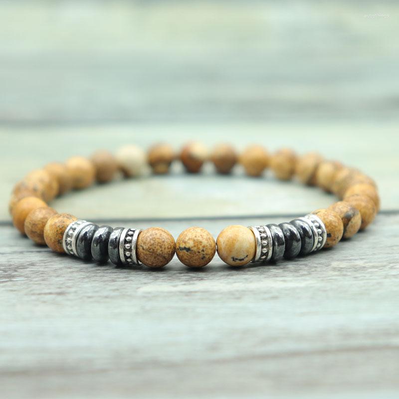 

Charm Bracelets Diffone Trendy Mens Bracelet 6mm Natural Hematite Lava Stone Braslet Tiger Eye Beaded Braclet Yoga Strand Brazalete Gift For