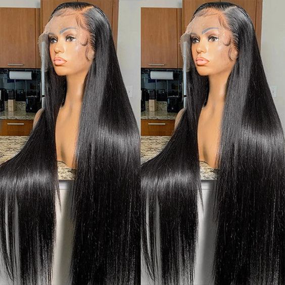 

Straight Lace Front Human Hair Wigs 13x4 Transparent Lace Frontal Wig 4x4 Lace Closure Wig for Women 26 Inch Brazilian Remy, Natural color