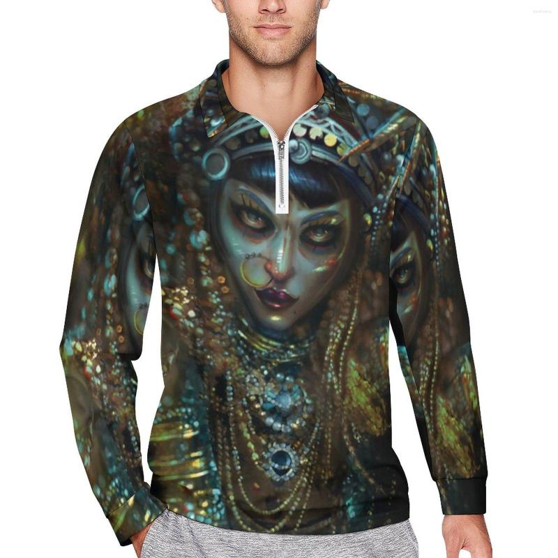 

Men' Polos Jibaro Oil Painting Polo Shirt Autumn Love Death Robots Zipper Casual Long Sleeve Collar Trending Custom Oversize T-Shirts, Style-1