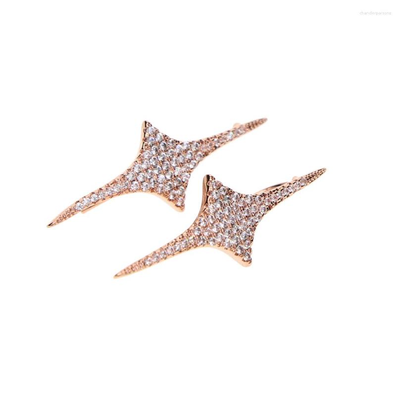 

Stud Earrings 2023 Light Sky Sparkling Cubic Zirconia Earings Fashion Jewelry Rose Color Stars For Women Christmas Ear Jackets