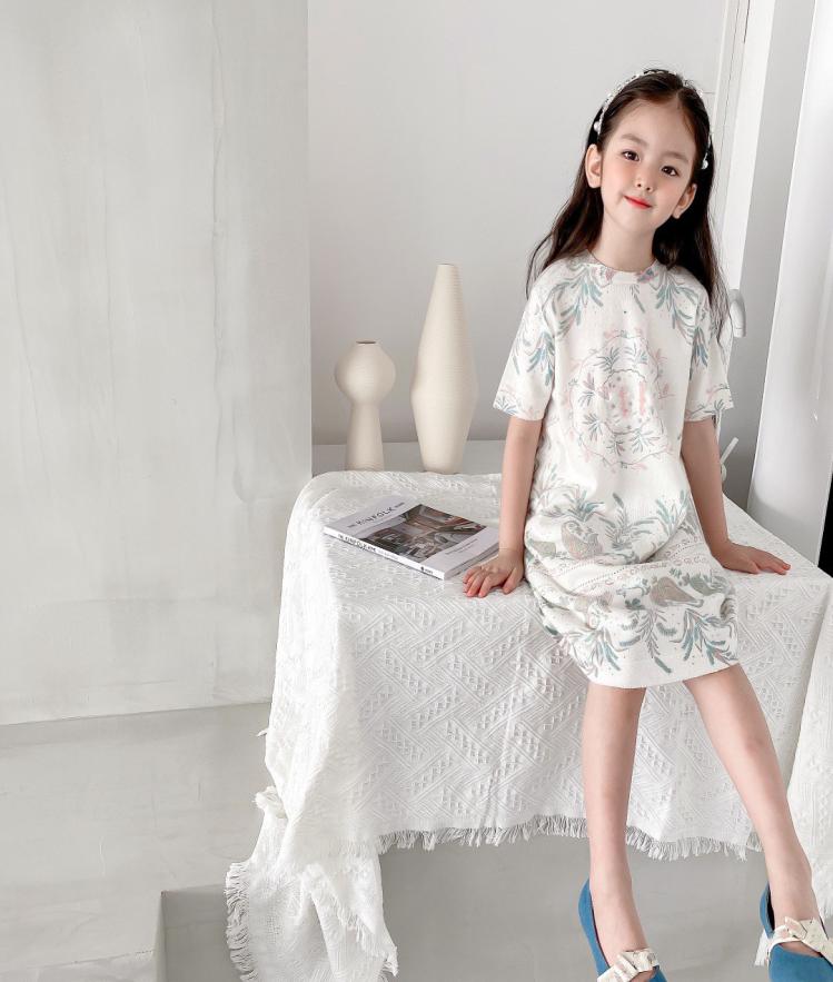 

baby Girls Dress spring summer Kids Girl short sleeve dresses Toddler Flower knitting Clothing tops3317849, Pink