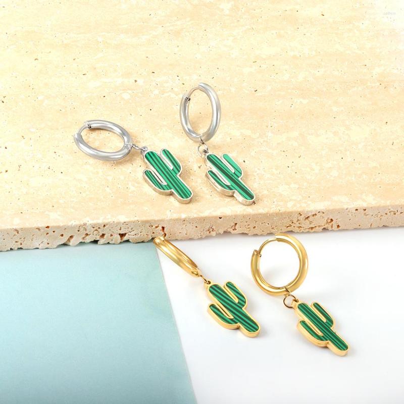 

Dangle Earrings ASONSTEEL Cute Green Cactus Stripe Piercing Drop Plant Gold Color Stainless Steel For Women Men Fashion Jewelry Find
