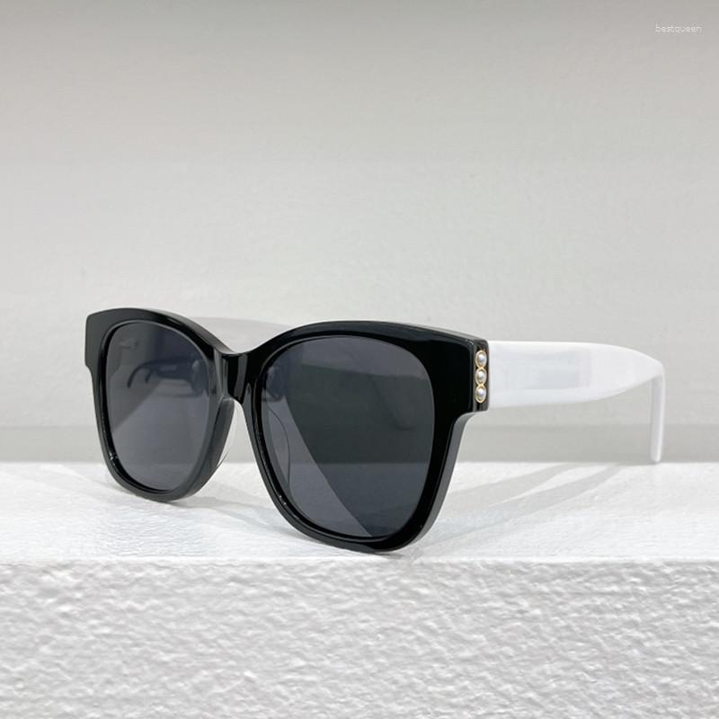 

Sunglasses Girl Pearl Acetate For Women Black Ladies Shades Woman Summer Fashion Retro Brand Designer Square SUN GLASSES