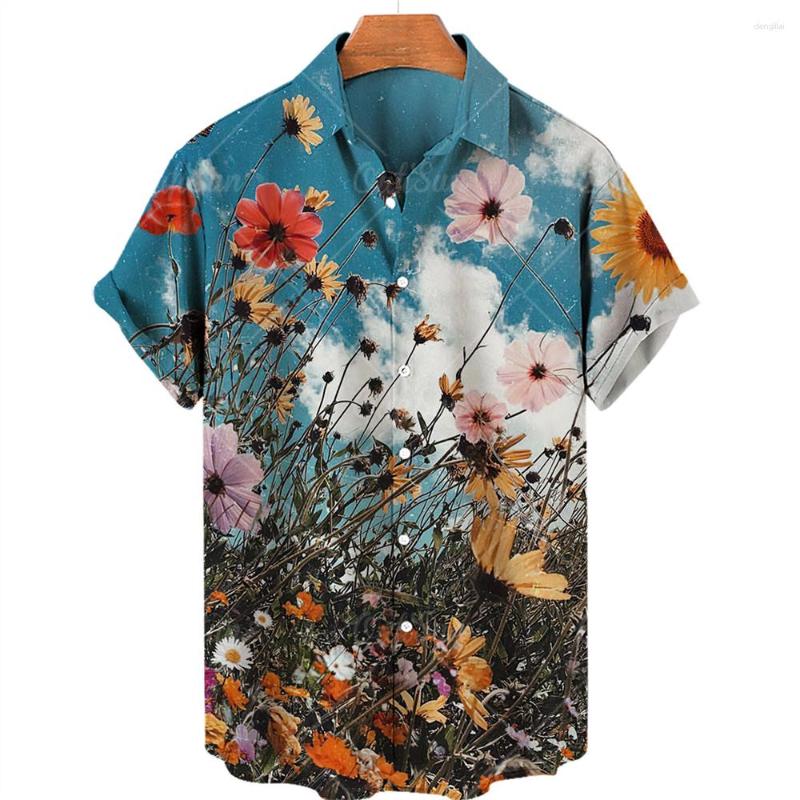 

Men's Casual Shirts Hawaiian Men's Shirt Plant Flower3d Print Summer Beach Holiday Blouse Loose Vintage Oversized Men Clothing TOP 5xl, Zm-3534