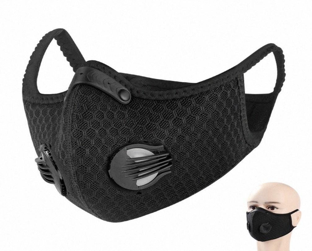 

Cycling half Face Mask With Filter Breathing Valve Activated Carbon PM 25 AntiPollution Men Women Bicycle Sport Bike Dust Mask 33550860, Black