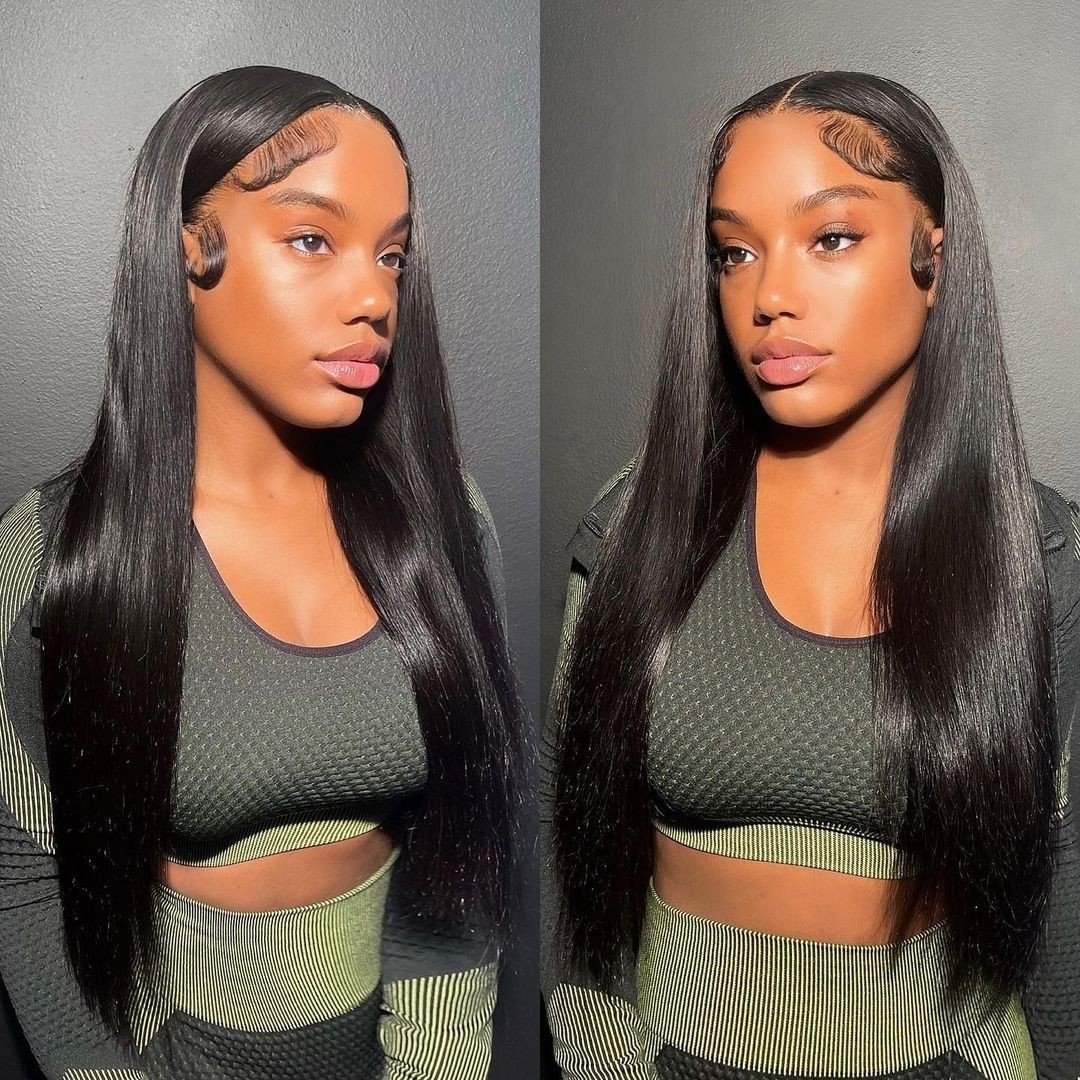 

New Product Straight Full Lace Wig 26 Inches Natural Human Hair Wigs for Black Women Brazilian Remy Lace Frontal Wig Pre Plucked Hair, Natural color