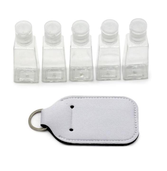 

10pcs Bottle Case Sublimation Blank Keychain 30ml Hand Bottle DIY Plain White Color Neoprene perfume bottles Bag Parts3008536