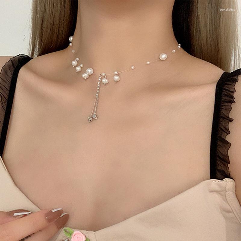 

Pendant Necklaces Luxury High-end Pearl Tassel Necklace Women's Summer Collarbone Chain 2023 Design Accessories Fashion