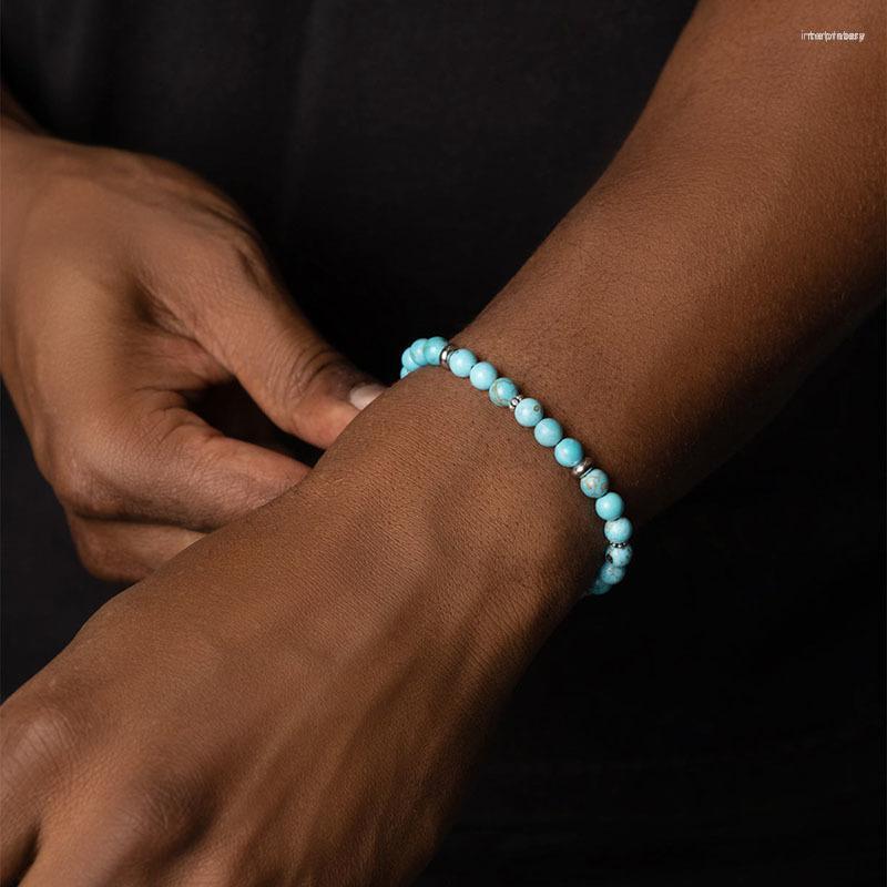 

Strand Vintage Handmade Stone Round Bracelet Men Fashion 8mm Bead For Jewelry Gift