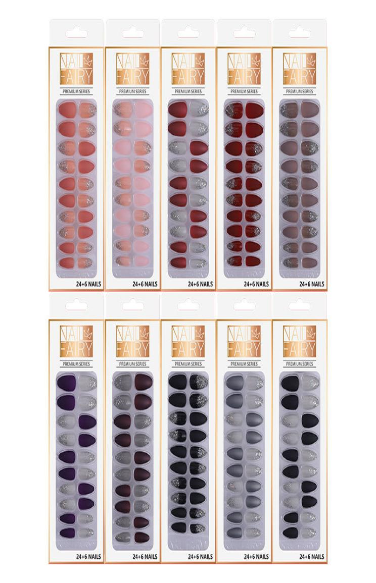 

False Nails trips 24pcs pointed sharp with Shiny Sequins glitter Nail Tips Fake Full Cover Finger Art5653989, Multi