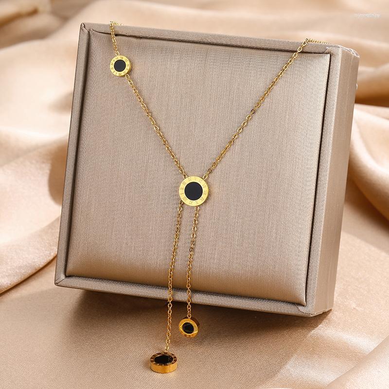 

Chains Gold Color Roman Numerals Stainless Steel Necklace Fashion Jewelry