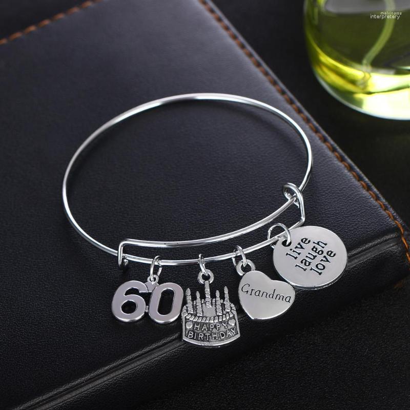 

Bangle Grandmas Birthday Gifts Heart Pendant Cake Charm Bracelet For Grandma Grandmother Jewelry Family Women