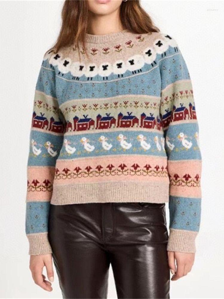 

Women's Sweaters Women Animal Jacquard Knitted Sweater Autumn Winter 2023 Christmas Year Lady Casual Jumper Top Female