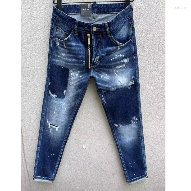 

Men's Jeans Men's Fashion Casual Letter Hole Denim Pants Trendy Style High Street Moto&Biker Slim C003