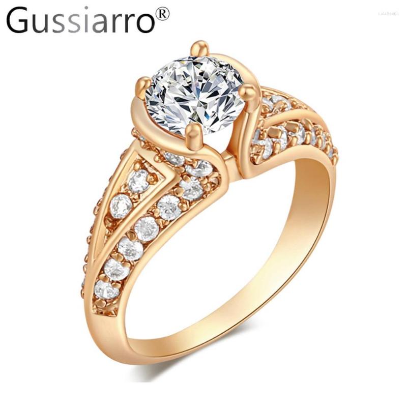 

With Side Stones Gussiarro Video Show Rings Romantic Lovely Natural Birthstone In Bridal Princess Wedding Engagement Gold Color Ring Gift