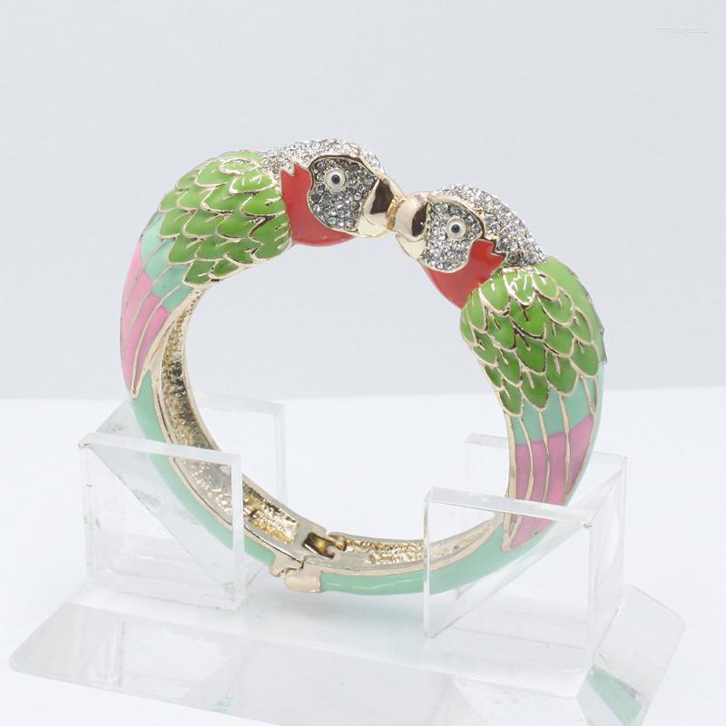 

Bangle GrayBirds Fashion Enamel Epoxy Crystal Double Heads Animal Parrot Peacock Bracelets Cuff Bangles Luxury Jewelry For Women Raym22