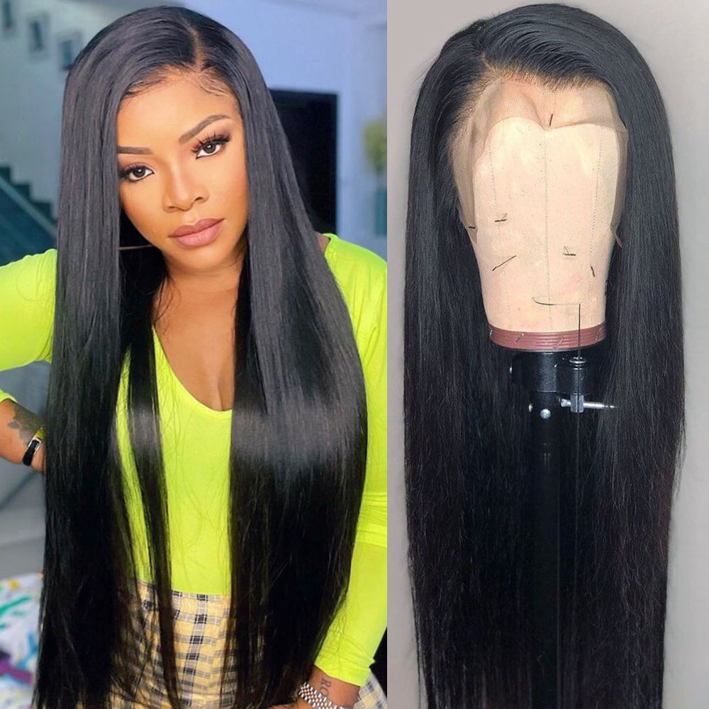 

13x4 Lace Front Human Hair Wigs Straight Lace Closure Wigs With Baby Hair Brazilian Lace Front Wigs For Women 30 Inch, Natural color