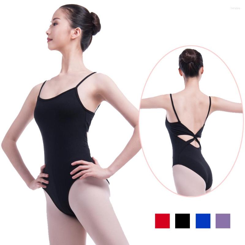 

Stage Wear Adult Ballet Dance Leotards For Women Black Cotton Gymnastics Leotard Girls Camisole Cross Back Bodysuit Clothes
