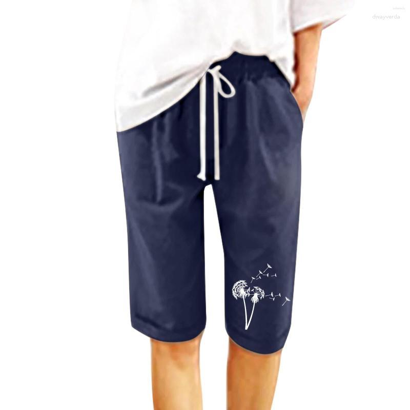 

Women' Shorts Women' Tops Dandelion Floral Print For Women 2023 High Waisted Drawstring Lacing Beach Cotton Pants Women, Black
